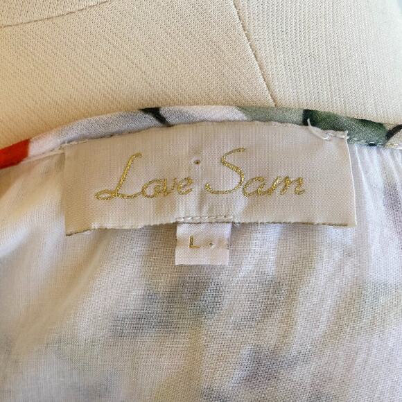 Anthropologie Love Sam Floral cold shoulder top blouse sz L - Picture 12 of 14